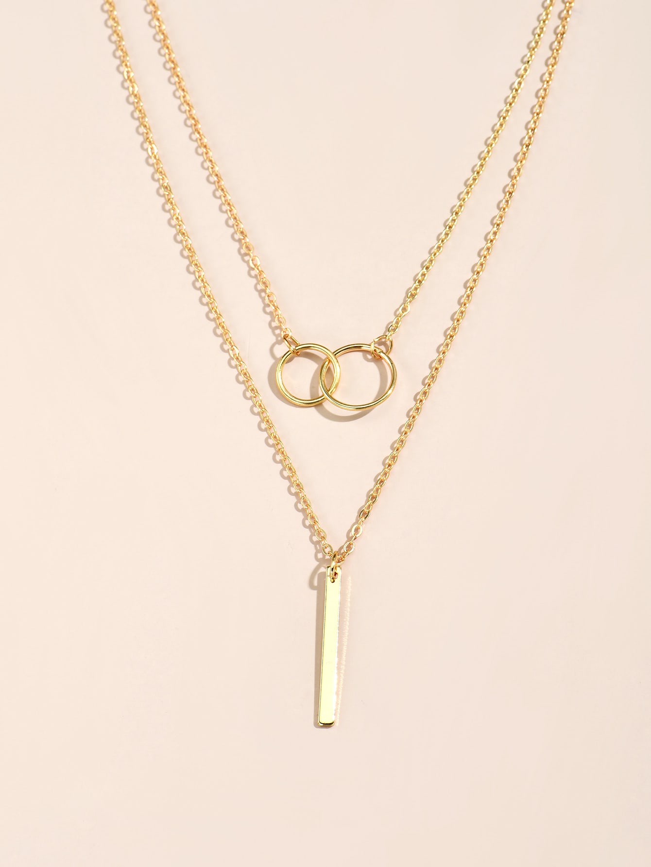 Geometric Pendant Layered Necklace